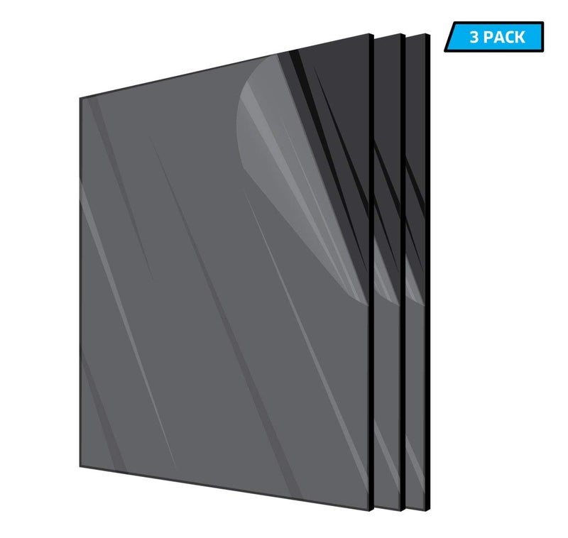 AdirOffice Acrylic Plexiglass Sheet 12â€™â€™x12â€™â€™ 1/8th Thick - Durable, Water Resistant & Weatherproof - Multipurpose & Ideal for Countless Uses â€“ 3 Pack, Black - Image 3